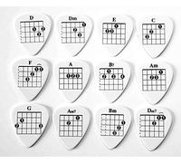 Set of 12 Chords Tab Guitar Picks Plectrums suitable for both electric and acoustic guitars