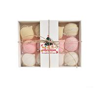 Set of 12 Christmas Ball Ornaments for Tree and Holiday Party Decoration with Rustic and Elegant Design Elements (pink yellow white)