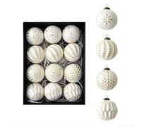 Set of 12 Christmas Ornament Balls with Vintage Antique Style Finish for Hanging on For Trees and Indoor Holiday Decoration Using Plastic Material (Gold)