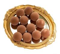 Set of 12 Christmas tree ornaments with velvet flocked for a contemporary look, made from sturdy plastic to durability through holiday seasons (6cm Coffee)