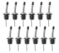 Set of 12 classic stainless steel pourers with tapered spouts and rubber dust caps