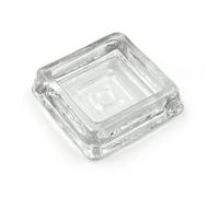 Set of 12 Clear Glass Furniture Coasters - 2 1/2 x 2 1/2” Square Handcrafted Caster Cups for Chairs, Tables, Sofas - Durable Floor Protectors for Hardwood, Tile, Carpet, Slate - Furniture Cups by A29
