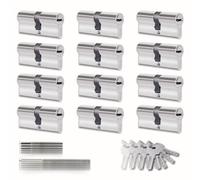 Set of 12 Cylinder for Locks 35/35 mm, Double Lock Cylinder, Screws and Keys Included, Easy Assembly, Lock for Doors and Garages, Anti-Drilling, Single Key, Length 70 mm