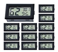 Set of 12 Digital Indoor Thermometer Hygrometer: WIYETY Mini LCD Digital Indoor Thermo-Hygrometer, Temperature Humidity Meter, Humidity Meter for Home, Office, Bedroom