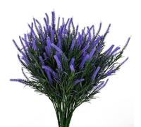 Set of 12 faux monkey grass artificial greenery bundles for decorating courtyards patios gardens and indoor areas with lifelike appearance and easy shaping stems (Purple)