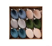 Set of 12 flocked Easter eggs for holiday decorating, suitable for table centerpieces, hanging pendants, and festive event arrangements (B)