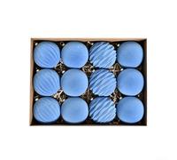 Set of 12 Flocked Velvet Christmas Ornaments with Metal Buckle and Hanging Rope for Holiday Decorating on Trees and Throughout the Home (blue)