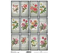 Set of 12 Flowers with Musical Notes Backgrounds Rice Paper R0529-1 x A4 Sheet of decoupage Rice Paper