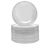 Set of 12 Glass Dinner Plates Beaded Edge Alfresco Dining Tableware 26.5cm | Bella Perle, Dinner Plate, Dining Plate, Dinner Set, Beaded Edge, Glass Crockery, Hand Wash Only