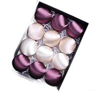 Set of 12 Glossy Velvet Ornaments for Christmas Tree and For Holiday Decoration with 3 15 Inch Diameter Balls (Tricolor System)