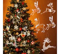 Set of 12 Hanging Reindeer Ornament Crystal Acrylic Holiday Reindeer Figurines Deer Clear Christmas Ornaments for Christmas Tree Indoor Home Decoration, 2.7 Inch, 3.1 Inch, 4 Styles