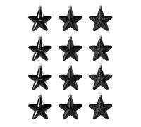 Set of 12 Hanging Stars - 7cm (black)