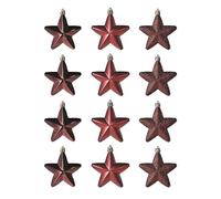 Set of 12 Hanging Stars - 7cm (burgundy)