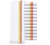 Set of 12 Herringbone Weave Tea Towels - 100% Ring Spun Cotton - Extra Absorbent & Heavy Duty - Hanging Loop - Lint Free - 50 x 70cm (Orange)