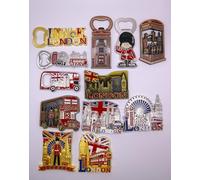 Set of 12 I Love London Magnets - Souvenir Fridge Magnet and Bottle Opener- Union Jack London - Magnets for Home and Kitchen Accessories or Collectibles with Big Ben and British Flag.