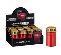 Set of 12 LED Grave Lights Battery Operated Red Grave Candle Grave Light Grave Decoration Cemetery Mourning (12 x LED Grave Lights)