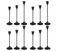 Set of 12 Matte Black Candlestick Holders for Taper Candles,Black Candle Holder Fits 3/4 inch Thick Taper Candles,Tall Candlestick Holders for Wedding Party, Festival, Candlelight Dinner, Home Decor