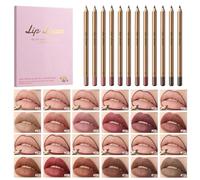 Set of 12 Matte Lip Liners with Natural Wooden Body for Defined Lips Finish Defined Lips and Durability Velvety Matte Lip Liner with Sustainable Wood Design