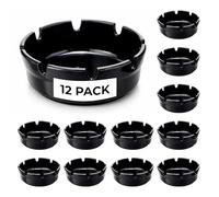 Set of 12 Melamine Ashtrays - 4" Diameter, 8 Cigarette Notches, Durable Construction - Ideal for Bars, Restaurants, and Home Use