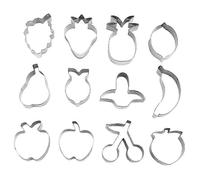 Set of 12 metal fruit cookie cutters, stainless steel
