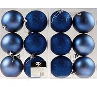 Set Of 12 Midnight Blue Navy Christmas Tree Baubles Decorations