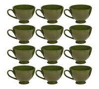 Set Of 12 Montmartre Large Olive Green Ceramic Christmas Tea Cups Coffee Mugs H9.7Cm X Dia13.5Cm