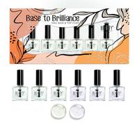 Set of 12 Nail Care Polish Set - 6 Base Coats & 6 Top Coats 10ml with Quick-Drying Formula, Vitamin E, Jojoba Oil & Apricot Kernel Oil for Shiny, Durable Manicures High Gloss Finish & Long Lasting