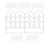 Set of 12-Piece Relaxdays Weatherproof Plastic Flowerbed Fence, 30 cm Tall, Ornate Lawn Enclosure with Spikes, White