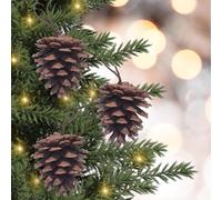 Set of 12 Pinecone Christmas Tree Decorations with Hanging Loop - Versatile Festive Xmas Traditional Rustic Pine Cone Bauble Home Decor or Arts & Crafts Accessories - Brown