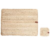 Set of 12 Placemats and Coasters 30 x 40/10 x 10 cm Jute Handmade Dining Room Boho Style Natural Quandong