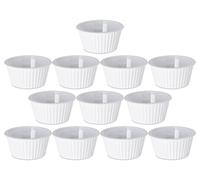 Set of 12 Plastic White Fluted Round Stackable 4 oz Ramekins - Perfect for Any Kitchen for Prepping Food or Serving Dishes! - Black Duck Brand!