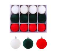 Set Of 12 Plush Touch Christmas Ornament Practical 6CM Flocking Christmas Sphere For Office And Home Ambiances Easy Hanging