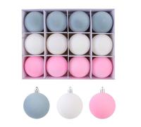 Set Of 12 Plush Touch Christmas Ornament Practical 6CM Flocking Christmas Sphere For Office And Home Ambiances Easy Hanging