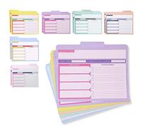 Set of 12 Project Management File Folders with Notes Section, 1/3 Cut Tab Office Supplies in 6 Colors (Letter Size)