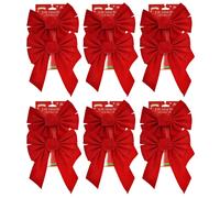 Set of 12 Red Velvet Festive Holiday Christmas Bows - Perfect as Tree Ornaments - Tree Filler - Decorative Ornaments - Perfect for Preparing for The H