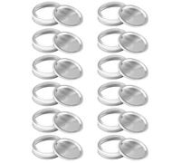Set of 12 Regular Mouth Canning Lids Rings Reusable Leak-Proof Mason Jar Lids with Silicone Seals Split-Type Design for Ball,Kilner Preserving Jars BPA-Free Food-Safe Certified Lids & Bands (70MM)