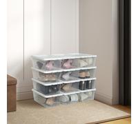 Set of 12 Shoe Boxes, Plastic Storage Boxes with Lid, Transparent, Transparent / Set of 12