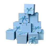 Set of 12 Small Gift Boxes with lids,flower boxes for arrangements,Nested Squared Boxes with Lids Perfect for Weddings, Engagements, Graduations, Holidays, Christmas, Valentines Day (Blue, 4”×4”×4”)
