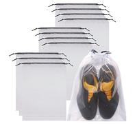 Set of 12 Transparent Shoe Bags for Travel Large Clear Shoes Storage Organizers Pouch with Rope for Men and Women