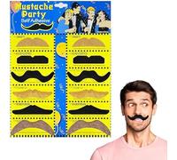 Set Of 12 Various Coloured Fake Stick On Moustache Mustache Novelty Fancy Dress Facial Hair Self Adhesive Tash