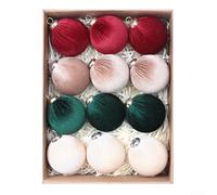 Set of 12 Velvet Plush Christmas Baubles 6cm Diameter, Thickened Material with Elegant Gold Thread Detail, Multicolour Grey Camel Brown Cream Ornaments for Tree and Home Holiday Décor(B)