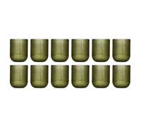 Set of 12 Vintage Luxury Green Ribbed Short Drinking Glass Whisky Glass Tumbers Festive Christmas Decor Glassware 270ml Dibor Green 12 Pack