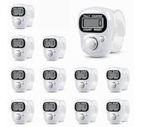 SET OF 12 White Digital Finger Counters | White Tasbih/Dhikr Counters | Resettable Electronic Tally Counter with LCD Display | Ideal for Counting Prayers, Golf Strokes, Inventory, Laps, Reps, Knitting