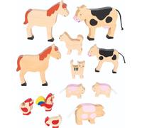 Set of 12 Wooden Farm Animals Goki Multi 1 Pack