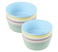 Set of 12 x KALAS Kids' Plastic Bowls, 12cm, Mixed Pastel Colours, Stackable, Dishwasher Safe