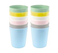 Set of 12 x KALAS Kids' Plastic Cups, 230ml, Mixed Pastel Colours, Stackable, Dishwasher Safe