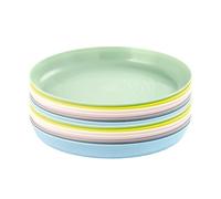 Set of 12 x KALAS Kids' Plastic Plates, 19cm (7.5 Inches), Mixed Pastel Colours, Stackable, Dishwasher Safe