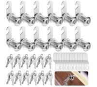 Set of 12 Zinc Cam Locks, 1-1/8 Inch, Same Key for All, Includes Keys and Cams, Secure Fit for Drawers, Rv Doors, Panels Up to 1 Inch
