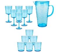 Set Of 13 Bayside Lulworth Acrylic Drink Glass Set - Blue