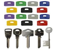 Set of 14 Coloured Large Square Headed Key Cap Covers Yale Keys Soft Rubber Top Identifier Id Marker Tags Door Key Ring Flexible Easy to Identify
